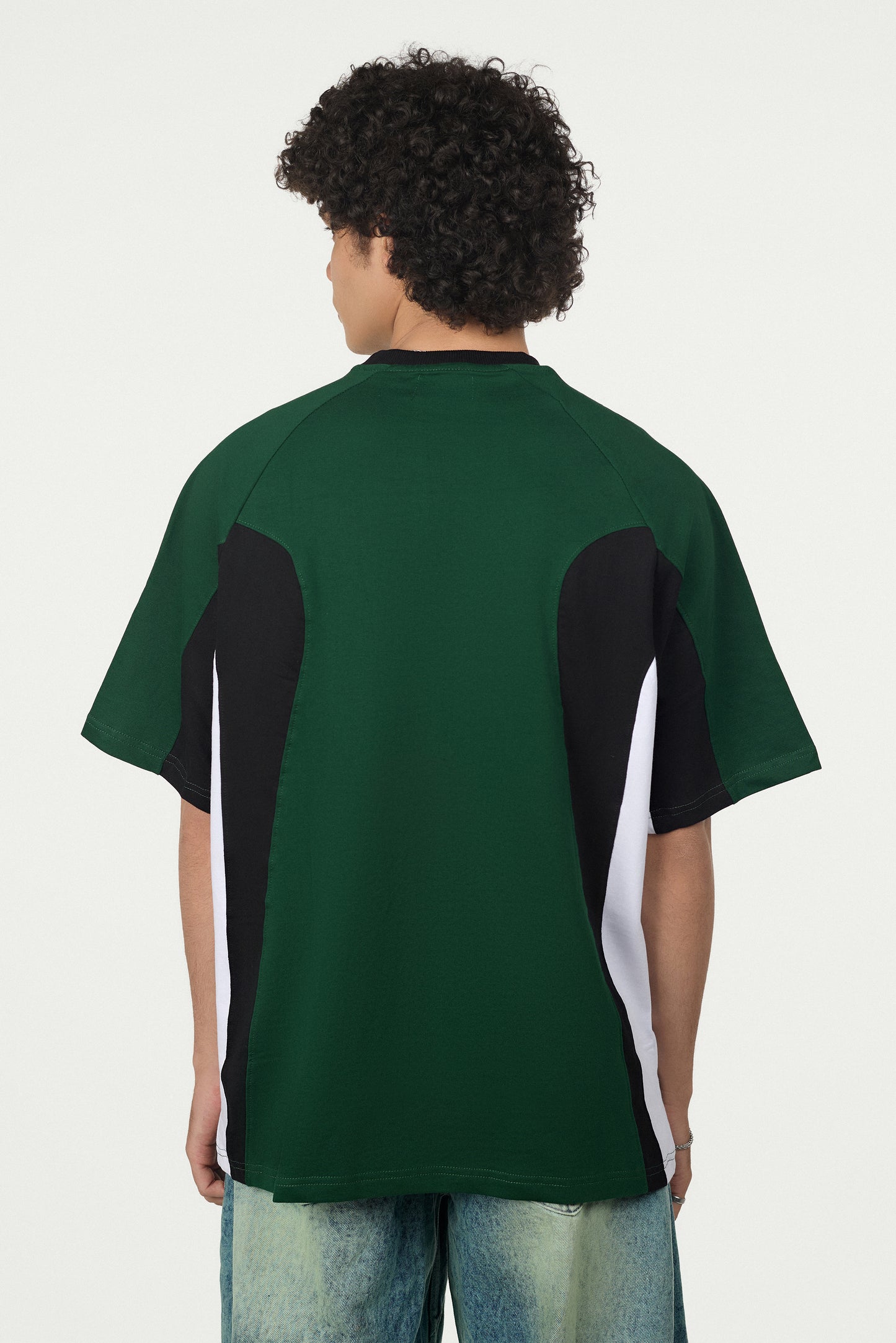 Contrast Panel Oversized T-Shirt (Black/Brown & Green/Black)