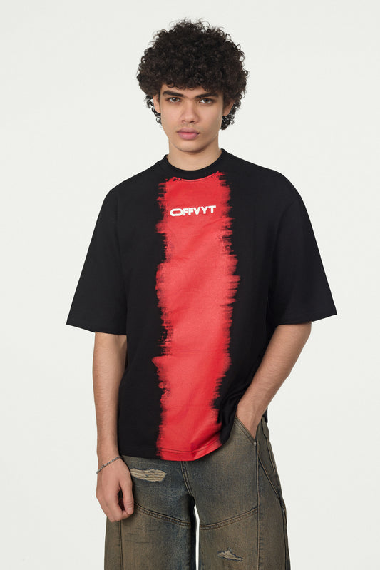 OFFVYT Vibrant-Stroke Oversized Tee